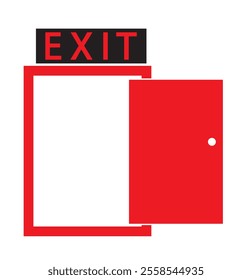 Exit door line icon, Emergency exit symbol, logo illustration. 