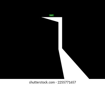The exit door is open. Vector