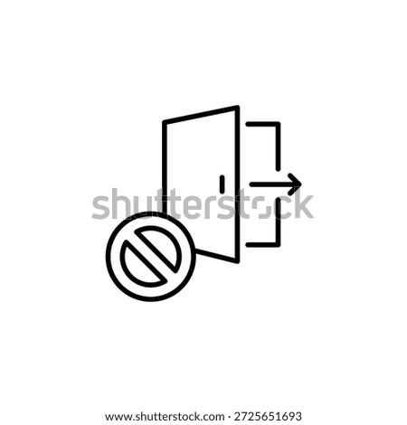 Exit Door Prohibited Symbol Outline Icon Access Denied