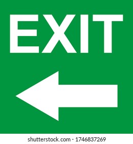 Señal de la puerta de salida con flecha. Icono del vector, símbolo de seguridad. Evacuación de ayuda de escape