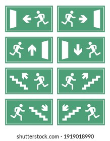 exit door sign set, emergency fire exit label