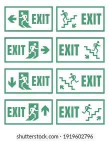 exit door sign set, emergency fire exit label