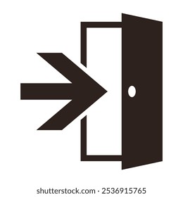 Exit door sign. Exit way icon. Emergency exit. Doorway symbol. Escape help evacuation icon 