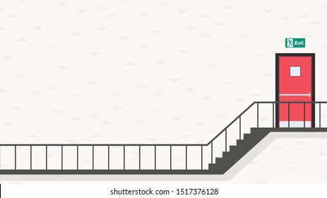 Exit door vector. free space for text. wallpaper. background. fire door. stair. 