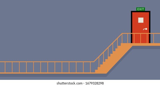 Exit door vector. free space for text. fire door.