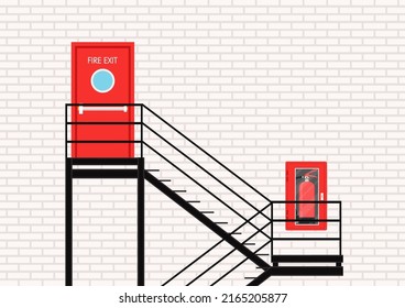 Exit door vector. free space for text. wallpaper. background. fire door. stair. 