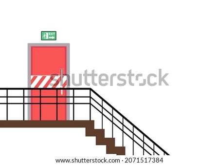 Exit door vector. free space for text. wallpaper. background. fire door. stair. 