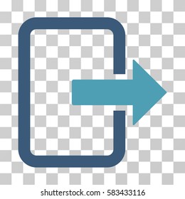 Exit Door vector icon. Illustration style is flat iconic bicolor cyan and blue symbol on a transparent background.