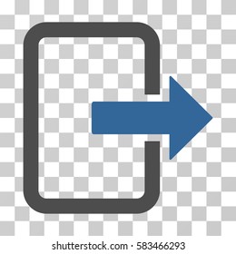 Exit Door vector icon. Illustration style is flat iconic bicolor cobalt and gray symbol on a transparent background.