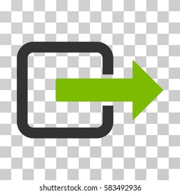 Exit Door vector icon. Illustration style is flat iconic bicolor eco green and gray symbol on a transparent background.