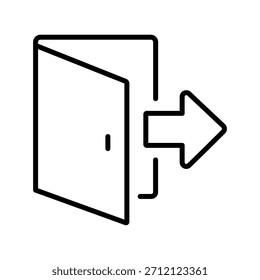 Ícone De Vetor De Porta De Saída. Logout e Emergência Escape Line Art Symbol com seta para Web e App Interface.