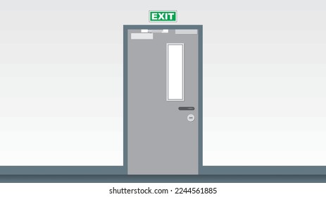 Ilustración vectorial de la puerta de salida. Instalaciones de seguridad para la fuga de emergencia.