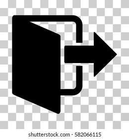 Exit Door vector pictogram. Illustration style is flat iconic black symbol on a transparent background.