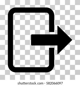 Exit Door vector pictograph. Illustration style is flat iconic black symbol on a transparent background.