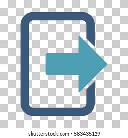 Exit Door vector pictograph. Illustration style is flat iconic bicolor cyan and blue symbol on a transparent background.