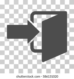 Exit Door vector pictograph. Illustration style is flat iconic gray symbol on a transparent background.