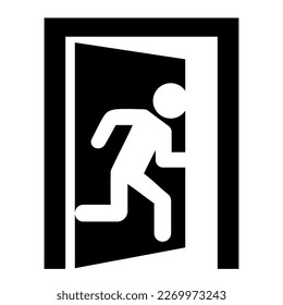 Exit door vector sign isolated on white background, exit flat illustration