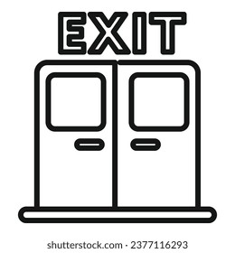 Exit doors icon outline vector. Alarm evacuate. Person leaving