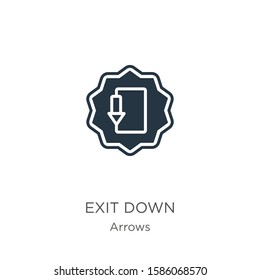 Exit down icon vector. Trendy flat exit down icon from arrows collection isolated on white background. Vector illustration can be used for web and mobile graphic design, logo, eps10