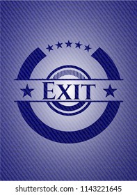 Exit emblem with jean background