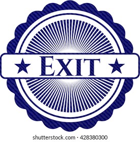 Exit emblem with jean texture