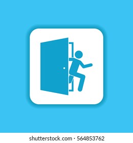 Exit Emergency Icon. Running and Open Door Symbol for Use Web, Mobile and Everything
