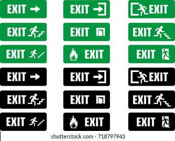 Exit Emergency Icons Stock Vector (Royalty Free) 718797943 | Shutterstock