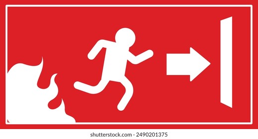 Exit emergency sign collection with red color