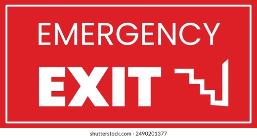 Exit emergency sign collection with red color