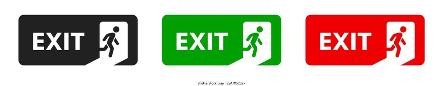 Exit. Emergency exit sign.  Vector illustration.