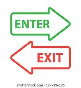 Exit And Enter Direction Icon Design, Set Collection Vector Graphic