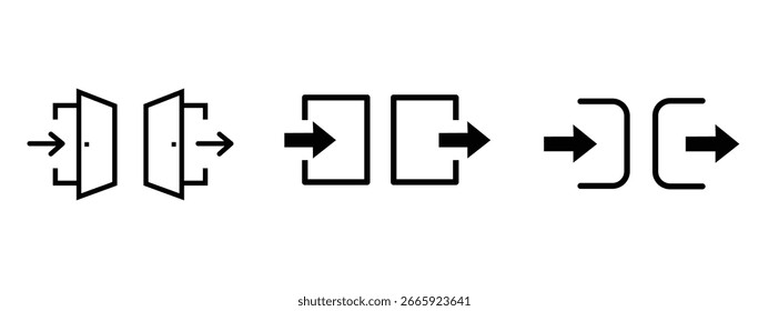  Símbolo de Vector de los iconos de la puerta de la salida y de la entrada para el Inicio de sesión y el cierre de sesión