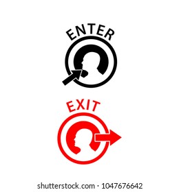 Exit and enter vector icons. Flat design