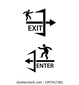 Exit and enter vector icons. Flat design