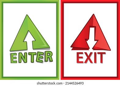 Exit and enter vector icons. Flat design. Vector Illustration on white background.