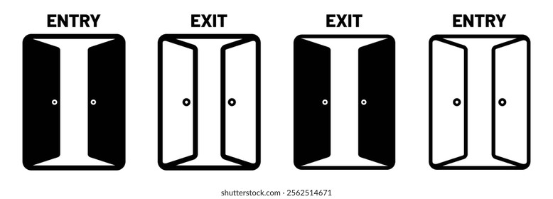 Exit entrance icon. Exit door graphic in vector. Flat icon of exit door. Entry and exit icon.