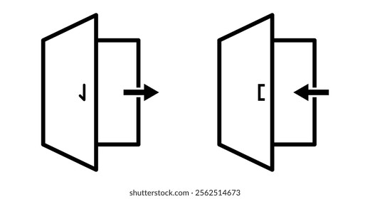 Exit entrance icon. Exit door graphic in vector. Flat icon of exit door. Entry and exit icon.