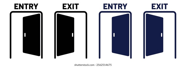 Exit entrance icon. Exit door graphic in vector. Flat icon of exit door. Entry and exit icon.