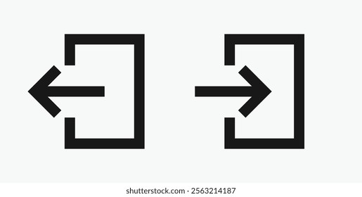 Exit entrance icon, Doorway entrance exit sign. Login and logout icons. Set of sign out, Open and close door symbol. 