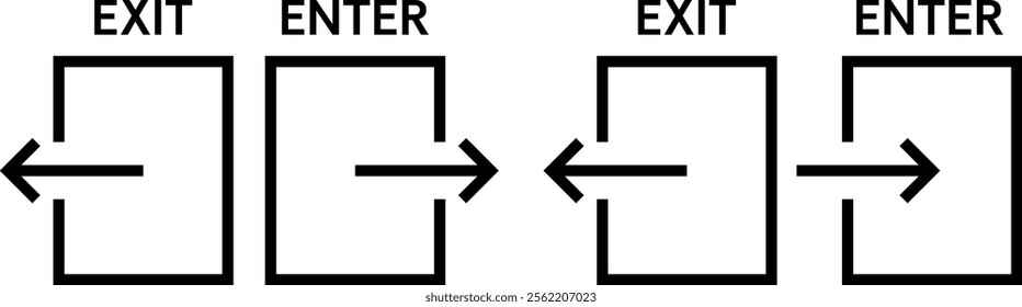 Exit entrance icon, Login and logout or Open and close door symbol. Editable Stroke.