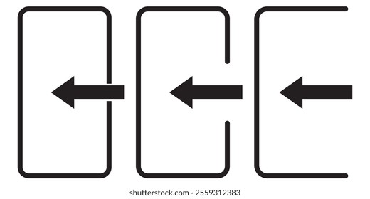 Exit entrance icon. Vector isolated black icon. Doorway entrance exit sign. Login and logout icons. Set of sign out, Sign in vector icon.