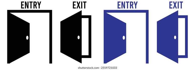 Exit entrance icon. Vector isolated black icon. Doorway entrance exit sign. Login and logout icons. exit entry icon vector illustration icon on isolated background eps 10.