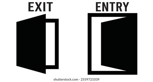 Exit entrance icon. Vector isolated black icon. Doorway entrance exit sign. Login and logout icons. exit entry icon vector illustration icon on isolated background eps 10.