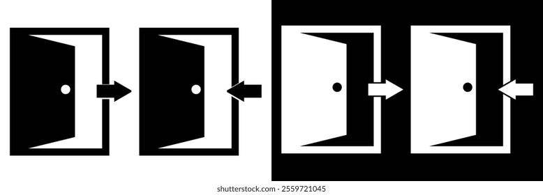 Exit entrance icon. Vector isolated black icon. Doorway entrance exit sign. Login and logout icons. exit entry icon vector illustration icon on isolated background eps 10.