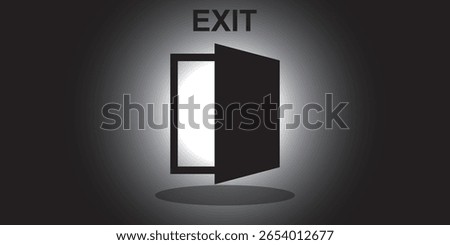 
Exit entrance icon. Vector isolated black icon. Doorway entrance exit sign. Login and logout icons. exit entry icon vector. Exit sign, Arrow pointing through open door. 