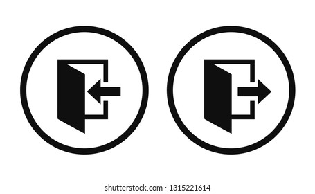 Exit and entrance icons set isolated. Leave symbol for web site, doorway entrance – stock vector