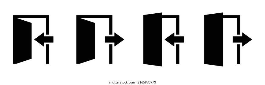 Exit and Entry Door Set Icon, Vector Illustration