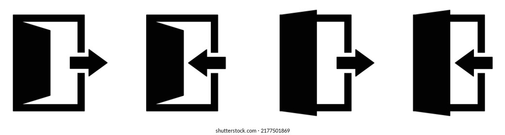 Exit and Entry Door Set Icon With Cursor, Vector Illustration