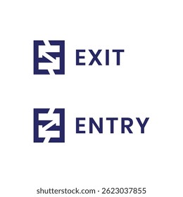 Ausfahrt Einfahrt Logo Marke Design Konzept Letter E Pfeilmarke modern minimal 