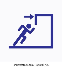 Exit Fire Emergency Icon Right turn Exit Outline Vector